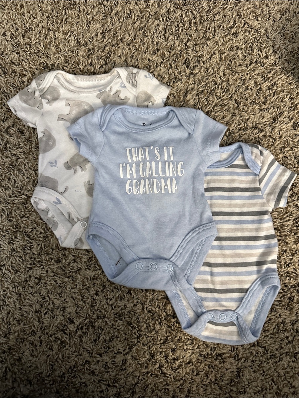 Baby Boys' Blue Short-Sleeve Onesies